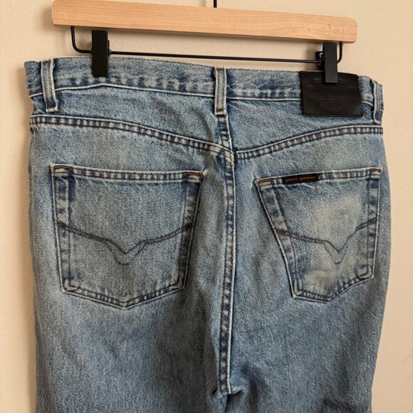 Harley Davidson Men Straight Leg Light Wash Denim Jeans 34 x 32 Distressed Biker - Picture 11 of 12